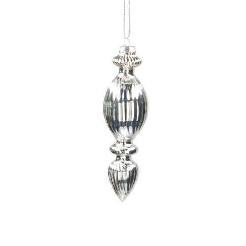 Deko Hänger Kugel Icicle silber L12cm x6