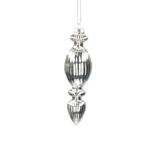Deko Hänger Kugel Icicle silber L12cm x6