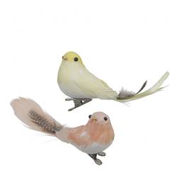 Vogel auf Clip mix gelb/orange 12cm