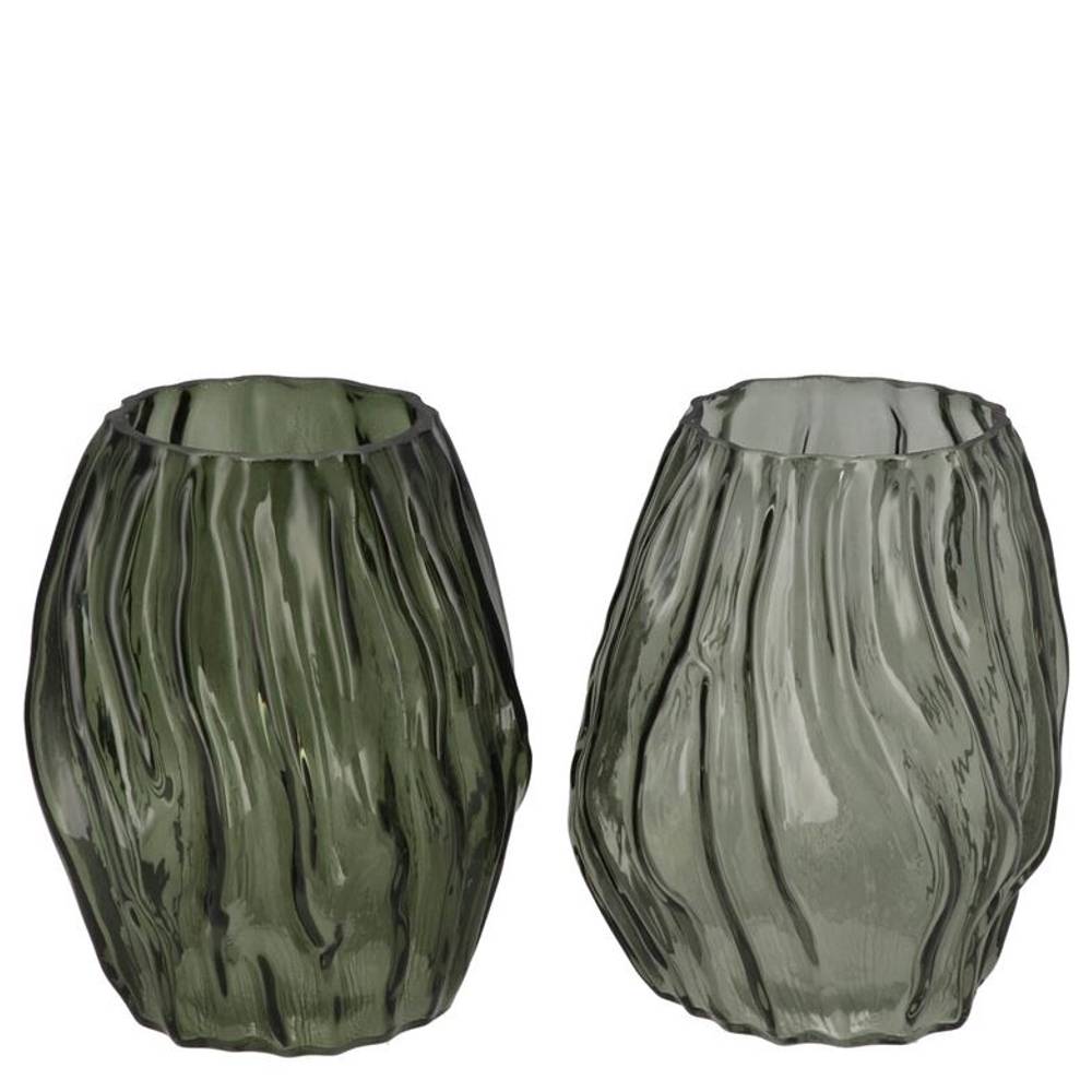 Glas Vase Marly Structure mix grün 13x13x16cm