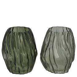Glas Vase Marly Structure mix grün 13x13x16cm