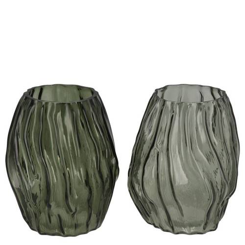 Glas Vase Marly Structure mix grün 13x13x16cm