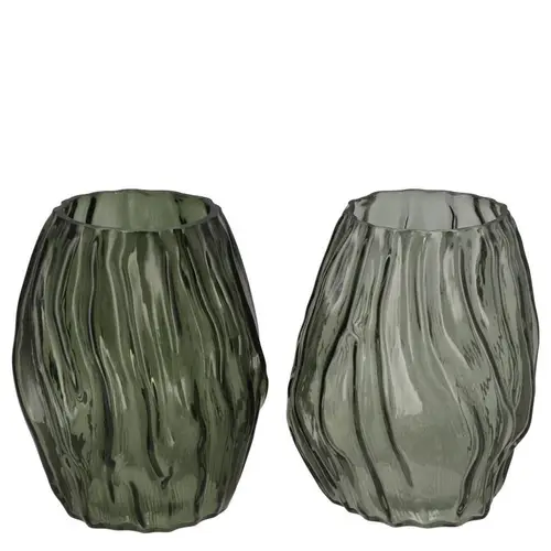 Glas Vase Marly Structure mix grün 13x13x16cm