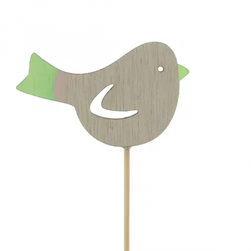 Vogel Leah auf Stab grün D05.5cm L10cm 
