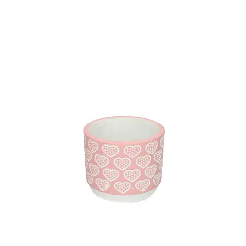 Keramik Stein Übertopf Herz rosa D11cm H10cm