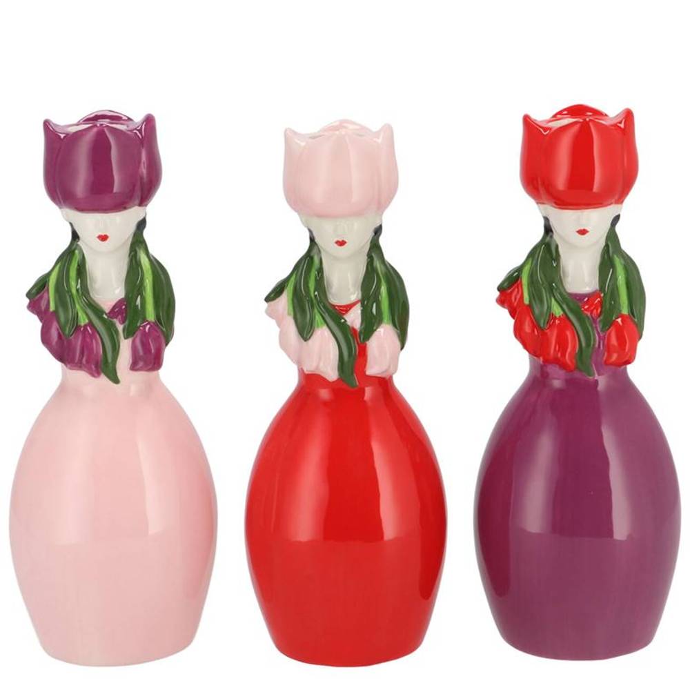Keramik Vase Lucy Dutch mix rosa 09x08x22