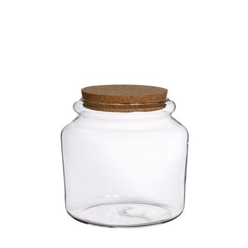 Glas Vase mit Kork D15cm H14cm