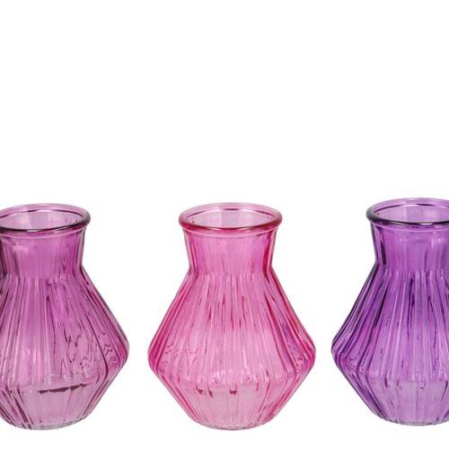Glas Vase Roman Diamond mix lila D15cm H21cm