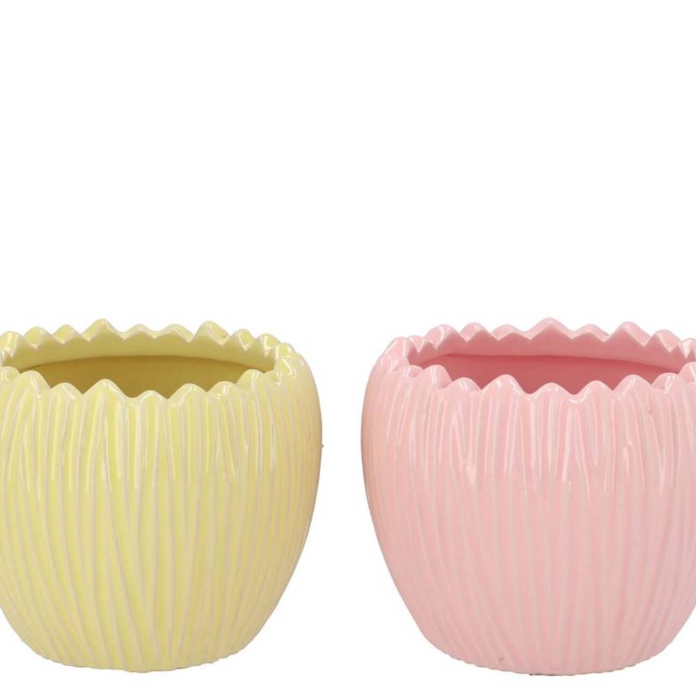 Keramik Übertopf Ella Rund mix rosa/gelb 14x14x12cm