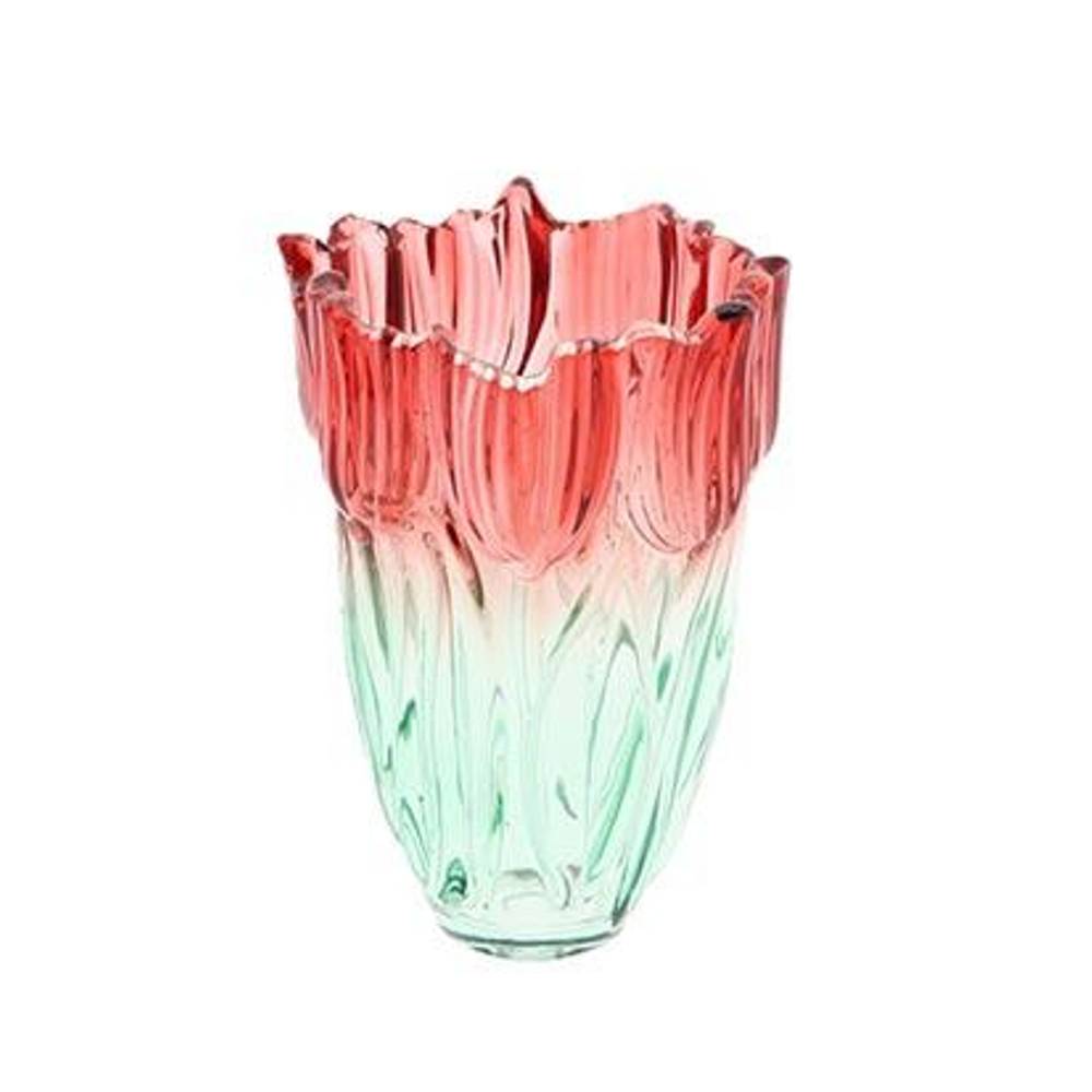 Glas Vase Tulpe rot D13cm H18.5cm