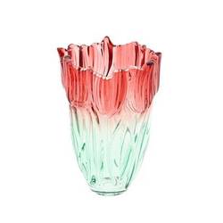 Glas Vase Tulpe rot D13cm H18.5cm