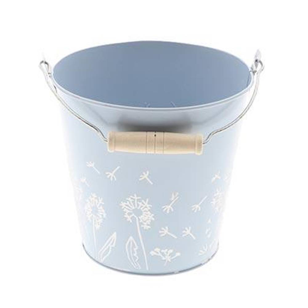 Zink Eimer Blume blau D16cm H15cm