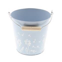 Zink Eimer Blume blau D16cm H15cm