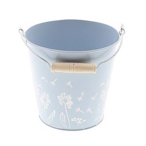 Zink Eimer Blume blau D16cm H15cm