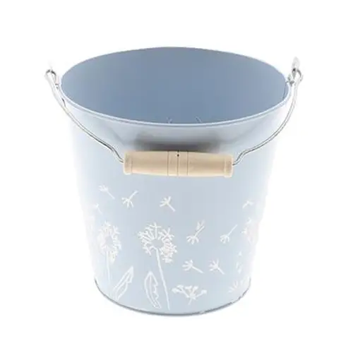 Zink Eimer Blume blau D16cm H15cm