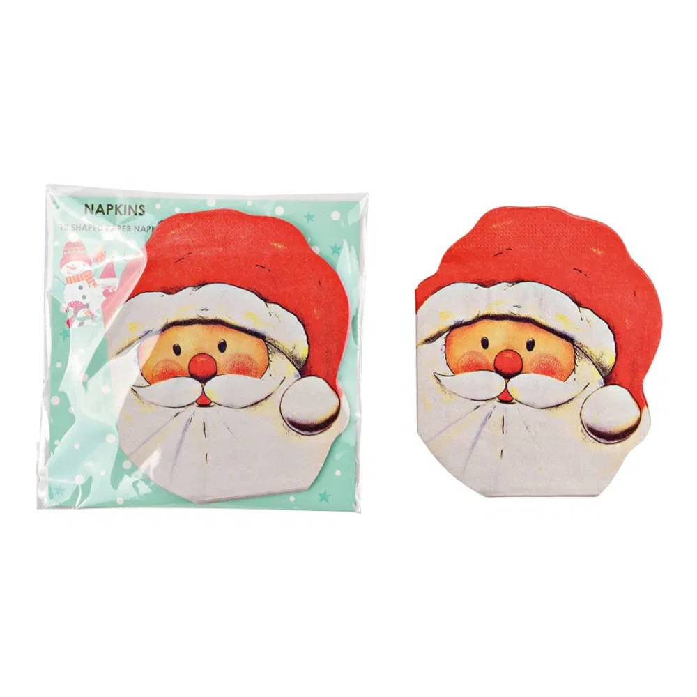 Serviette 12er 3-lagig Nikolaus aus Papier rot 33x33cm