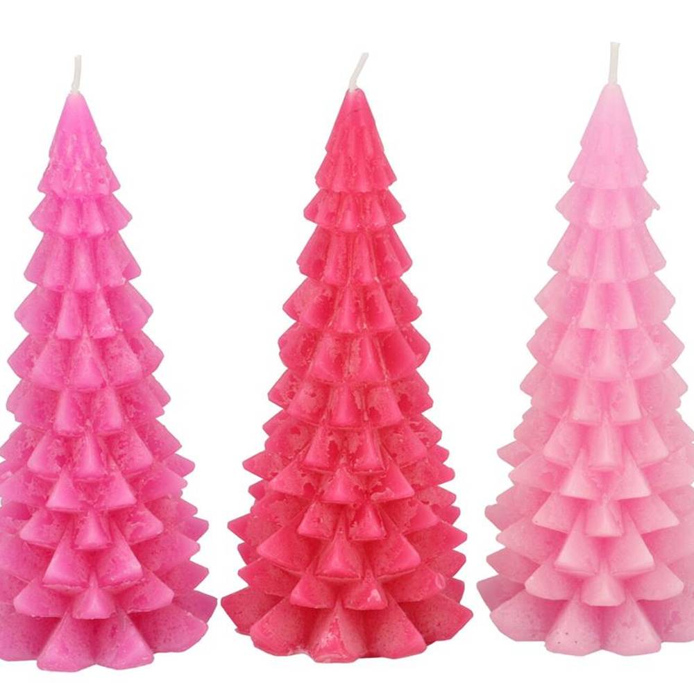 Kerze Baum Frosty mix rosa 09x20cm