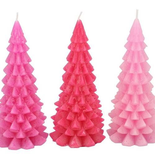 Kerze Baum Frosty mix rosa 09x20cm
