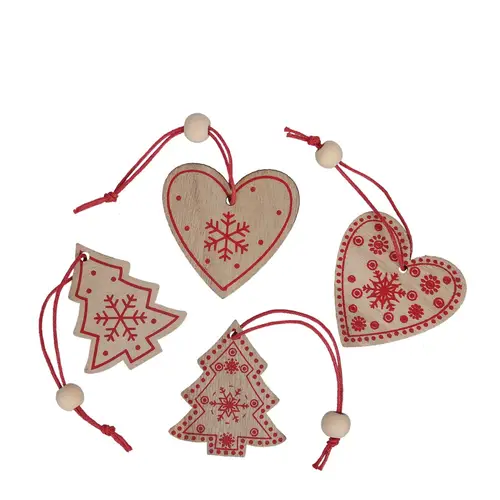 Hänger Weihnachten Holz mix rot 05cm