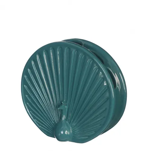 Keramik Vase Pfau blau 19.5x07x18cm