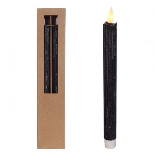 LED Tischkerze schwarz D2.1cm 25cm 2s ex.AAA
