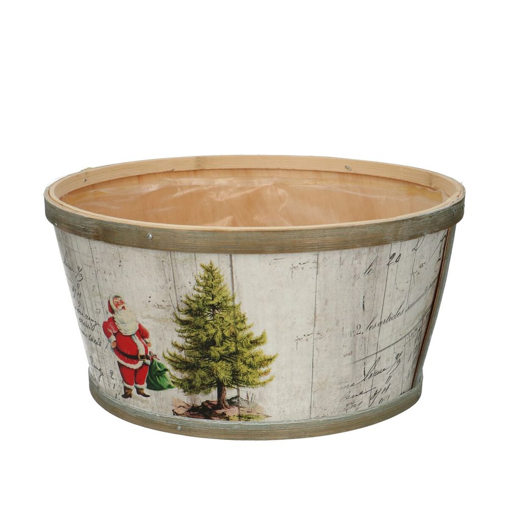 Holz Übertopf Weihnachtsmann D22cm H11cm