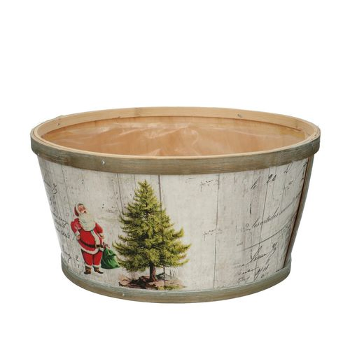Holz Übertopf Weihnachtsmann D22cm H11cm