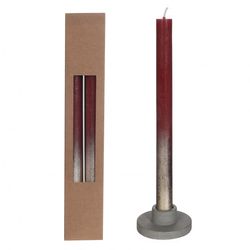 Kerze Goldspray rot D02.1cm H25cm x2