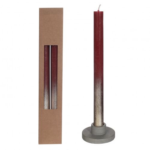 Kerze Goldspray rot D02.1cm H25cm x2