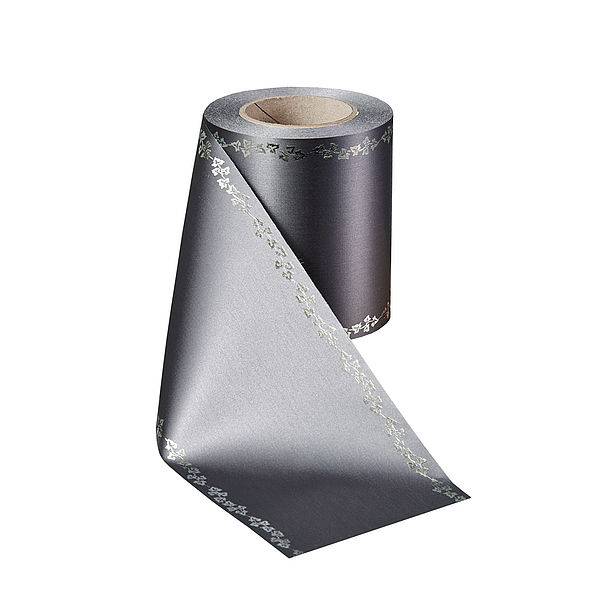 Krago efeu silber anthrazit 100mm - 25m (Schleifenbnder Efeu gold) | Heyl  - Blumengrohandel / Floristikgrohandel
