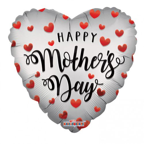 Ballon Herz Happy Mothersday weiss D45cm