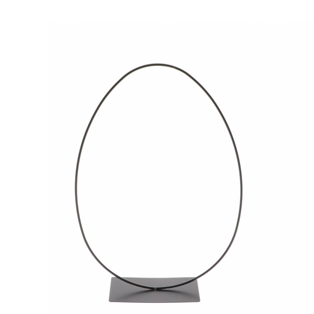 Metall Ei auf Ständer schwarz 15x08x38cm