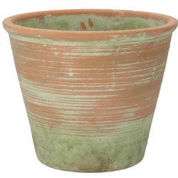 Keramik Übertopf Zement grün/rot D27cm H22cm