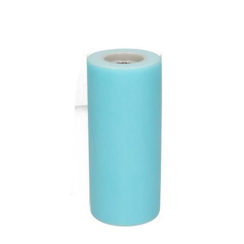 Dekostoff Band 150mm Tule hellblau 23m