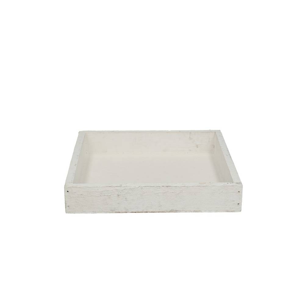 Holz Tablett 4eck weiss D20cm H04cm