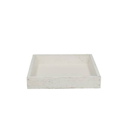 Holz Tablett 4eck weiss D20cm H04cm
