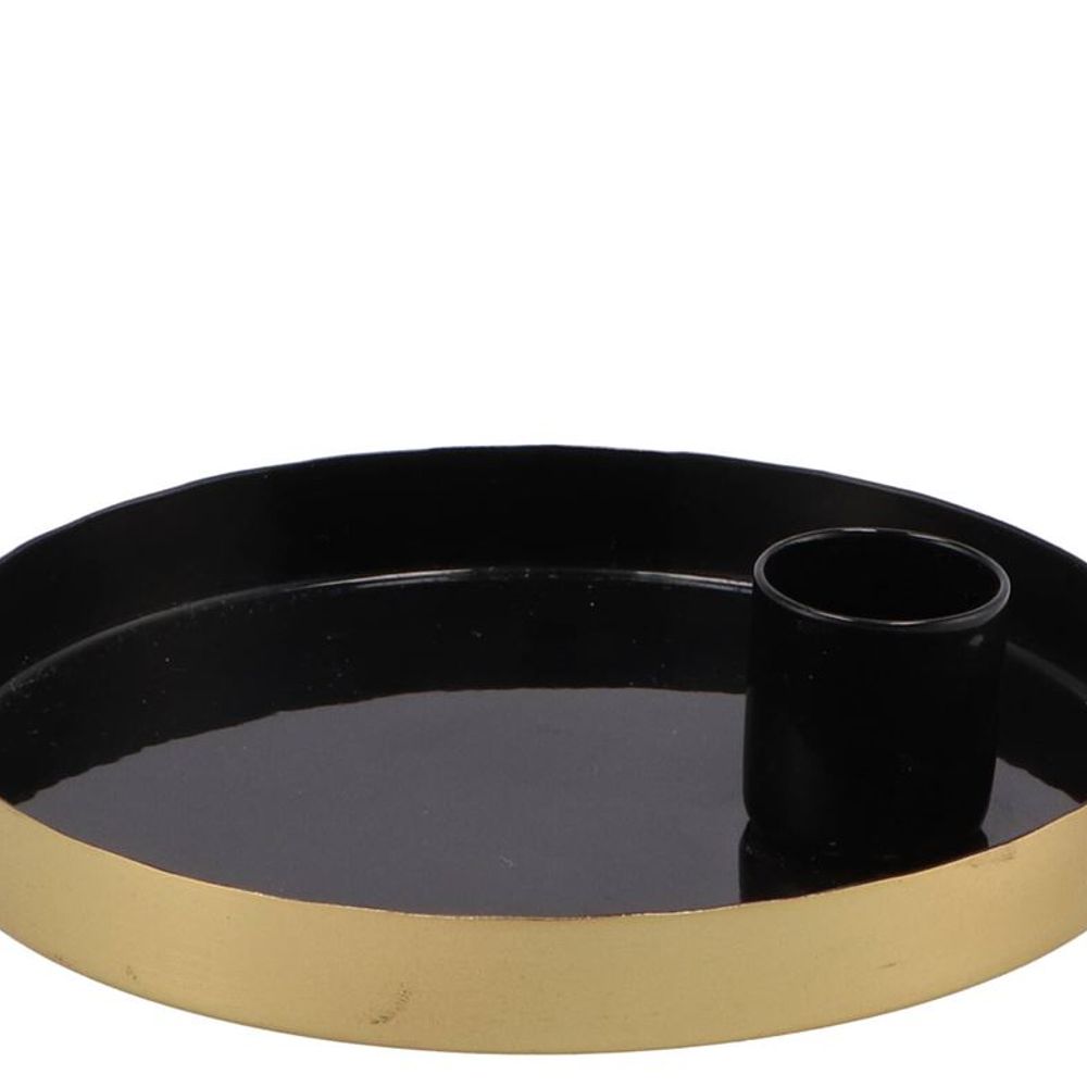 Kerzenständer Teller schwarz 12x12x2,5cm