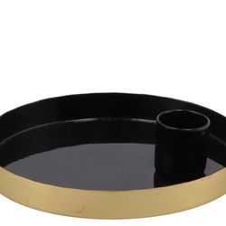 Kerzenständer Teller schwarz 12x12x2,5cm