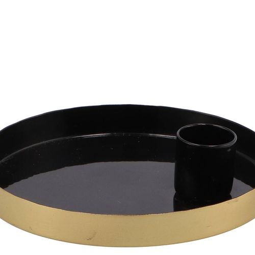 Kerzenständer Teller schwarz 12x12x2,5cm