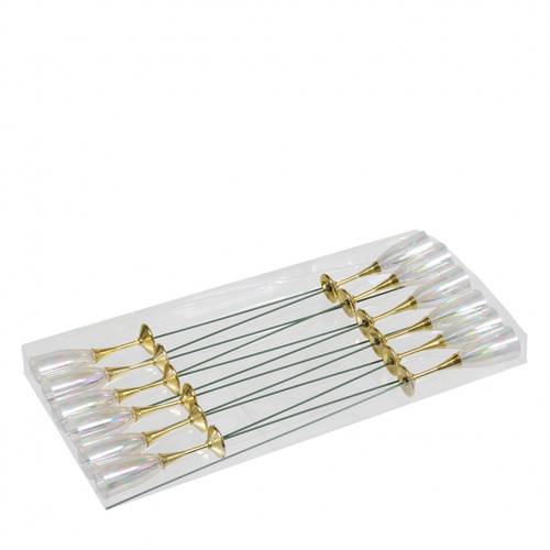 Champagnerglas auf Stab gold L27cm 7.5cm