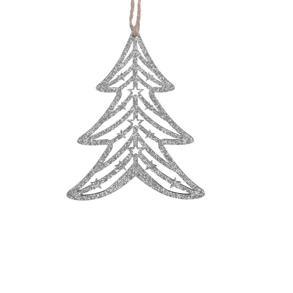 Deko Hänger Baum silber 08.5x10.5cm