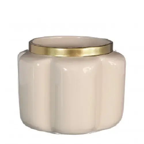 Keramik Übertopf Pouff creme D17.5cm H13.5cm 