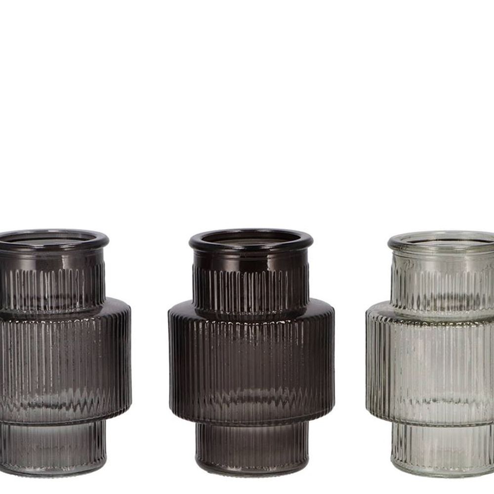 Glas Flasche Karakum grau mix D13cm H18cm