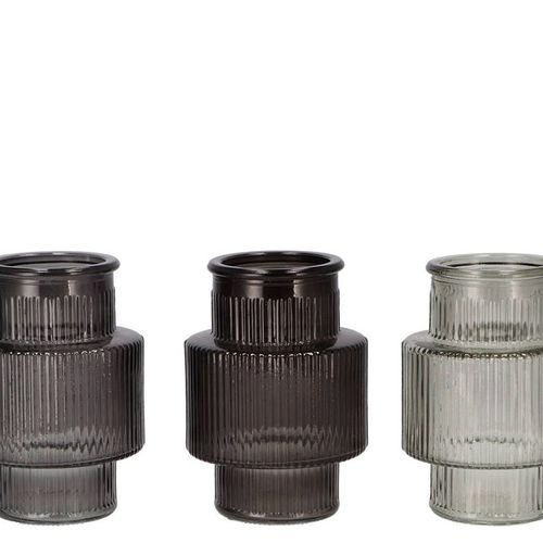 Glas Flasche Karakum grau mix D13cm H18cm