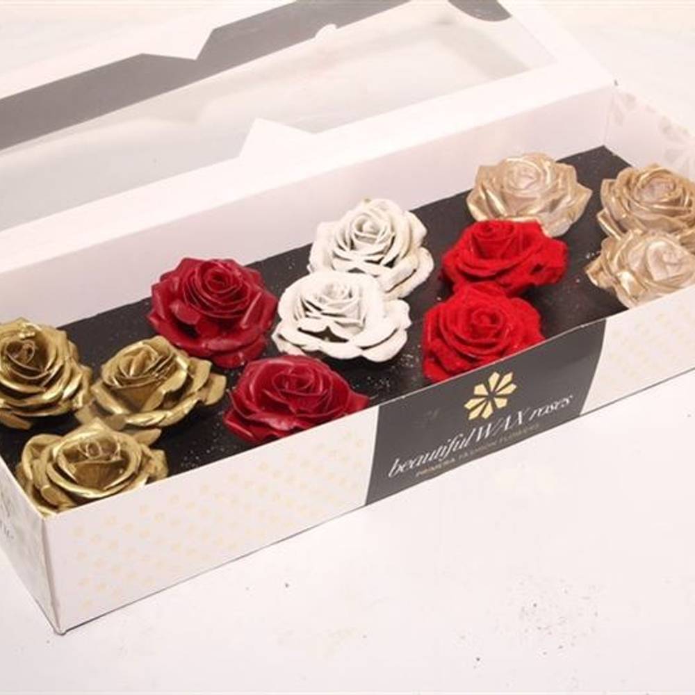 Seiden Wachs Rose rot/gold mix D10cm (9015) Chique