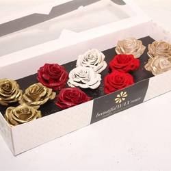 Seiden Wachs Rose rot/gold mix D10cm (9015) Chique