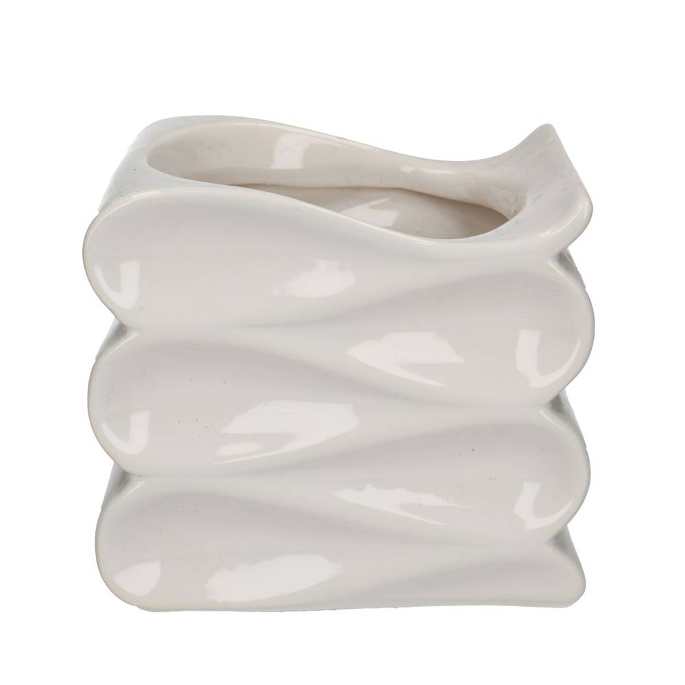 Keramik Übertopf Wave weiss D16/13.5x14cm