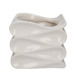 Keramik Übertopf Wave weiss D16/13.5x14cm