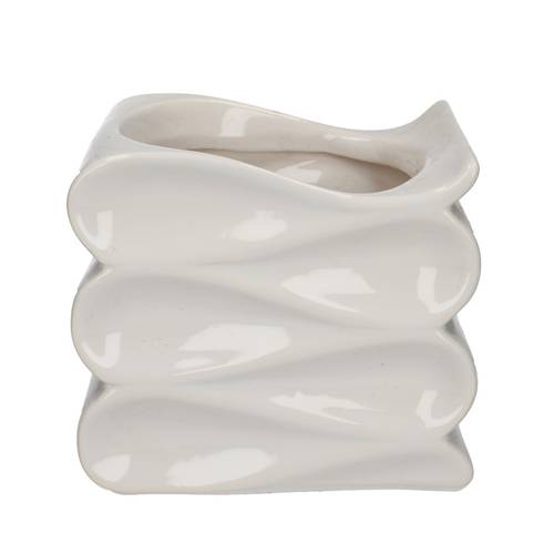 Keramik Übertopf Wave weiss D16/13.5x14cm