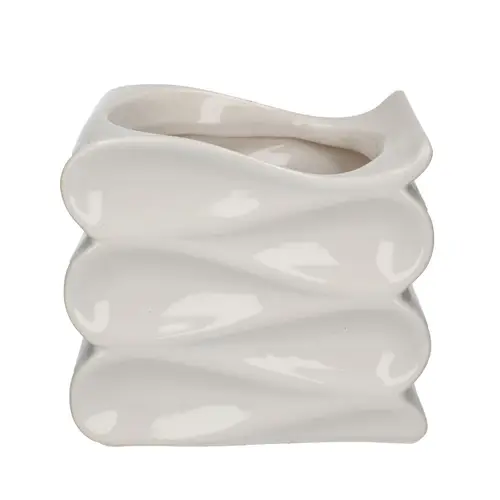 Keramik Übertopf Wave weiss D16/13.5x14cm